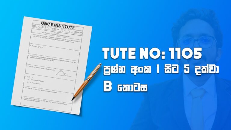 11 ශ්‍රේණිය Tute No: 1105 පළමු පත්‍රයේ B කොටසේ පිළිතුරු